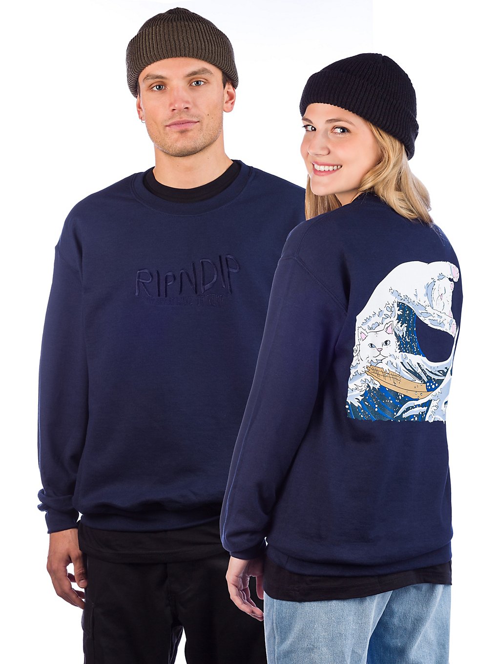 RIPNDIP Great Wave Sweater navy